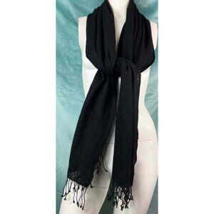 Paras Handmade in Nepal Cashmere Scarf Export Quality Black Fringe.